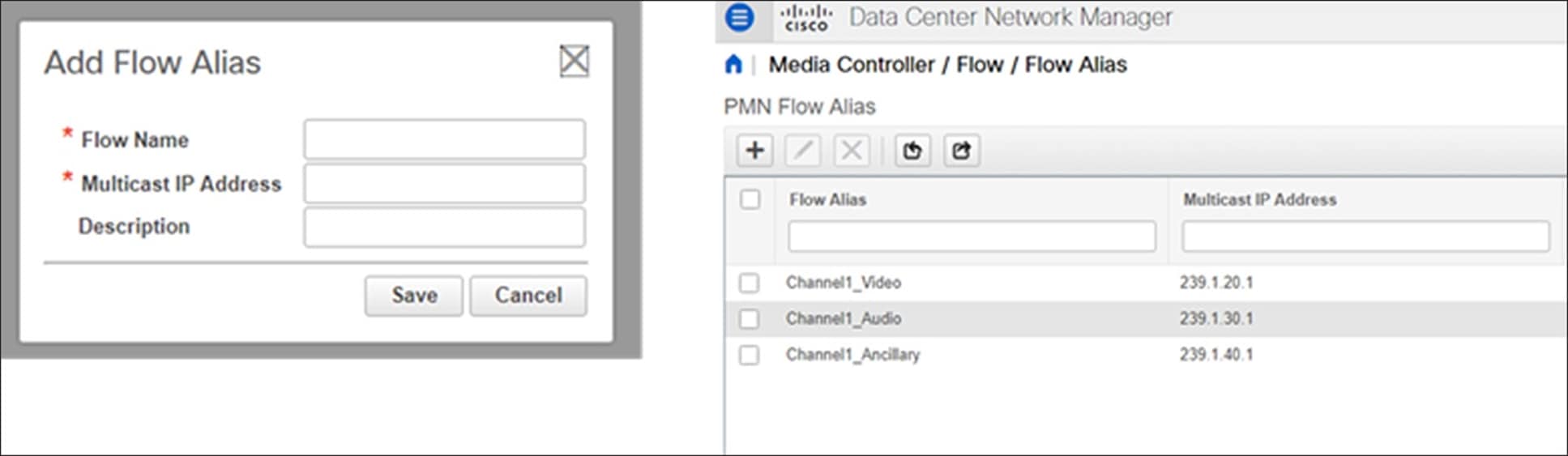 DCNM > Media controller > Flow > Flow alias