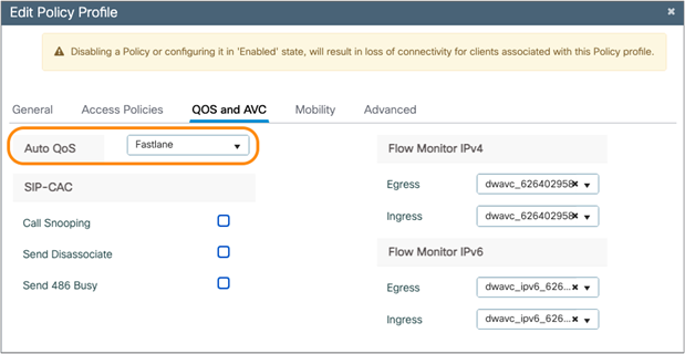 Configuring Fastlane on the WLAN for a Catalyst controller