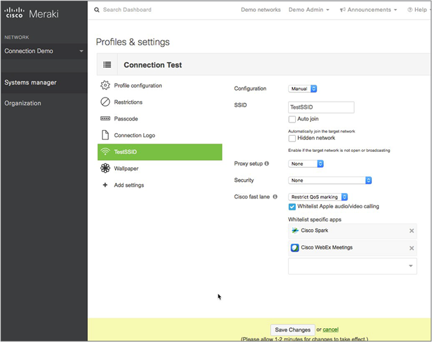 Configuring Cisco Fastlane settings and adding apps