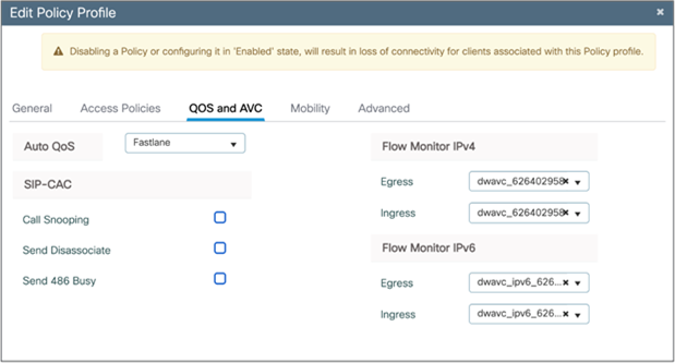 Configuring Auto QoS profile as Fastlane on a Catalyst controller