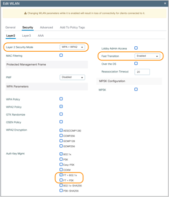 Enabling 802.11r FT on a Catalyst controller