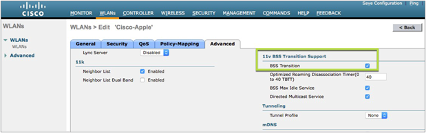 Enabling 802.11v BSS Transition Management on an AireOS controller