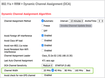 Configuring channel width from the AireOS controller user interface
