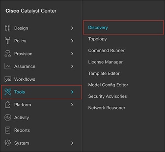 Location of Discovery within the menu