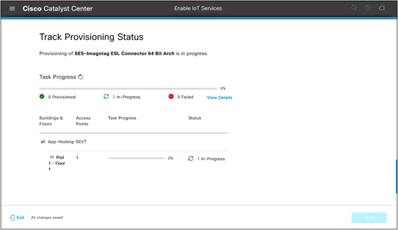 Track Provisioning Status page