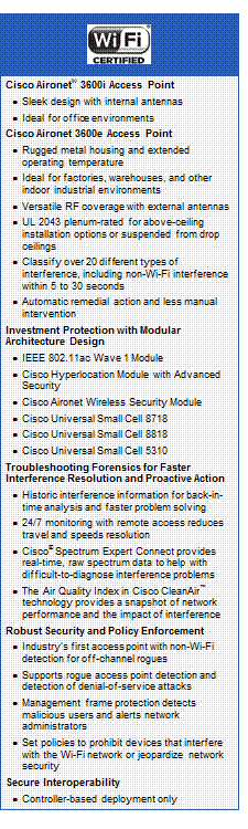 Cisco Aironet 3602E Controller-Based Wireless AP AIR-CAP3602E-A-K9 New Open Box 