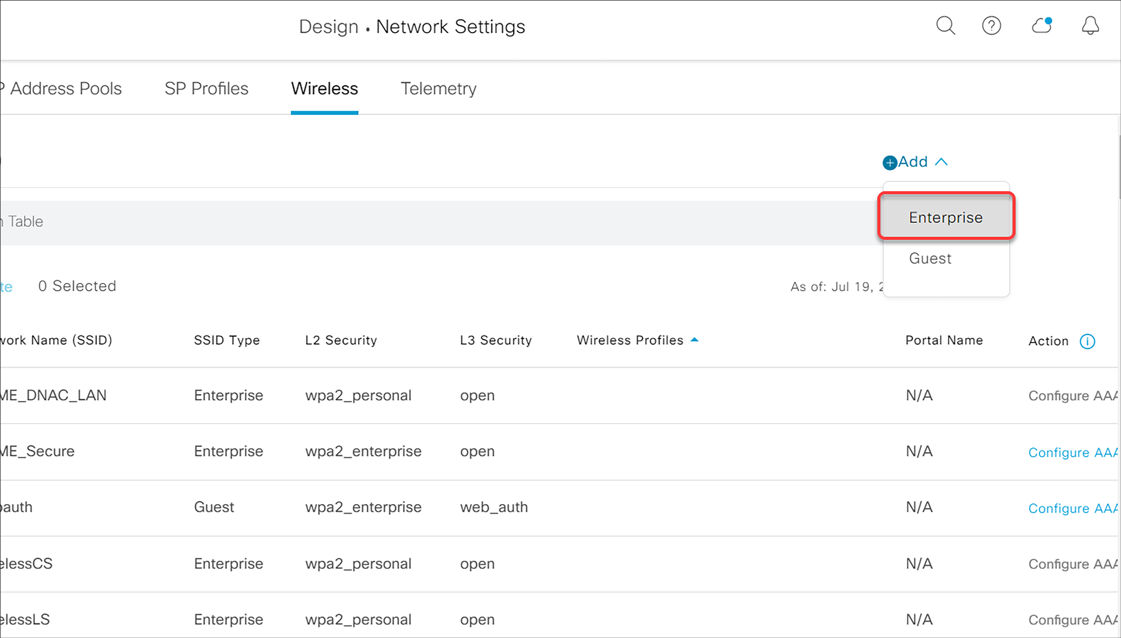 Adding a new Enterprise SSID on DNA Center