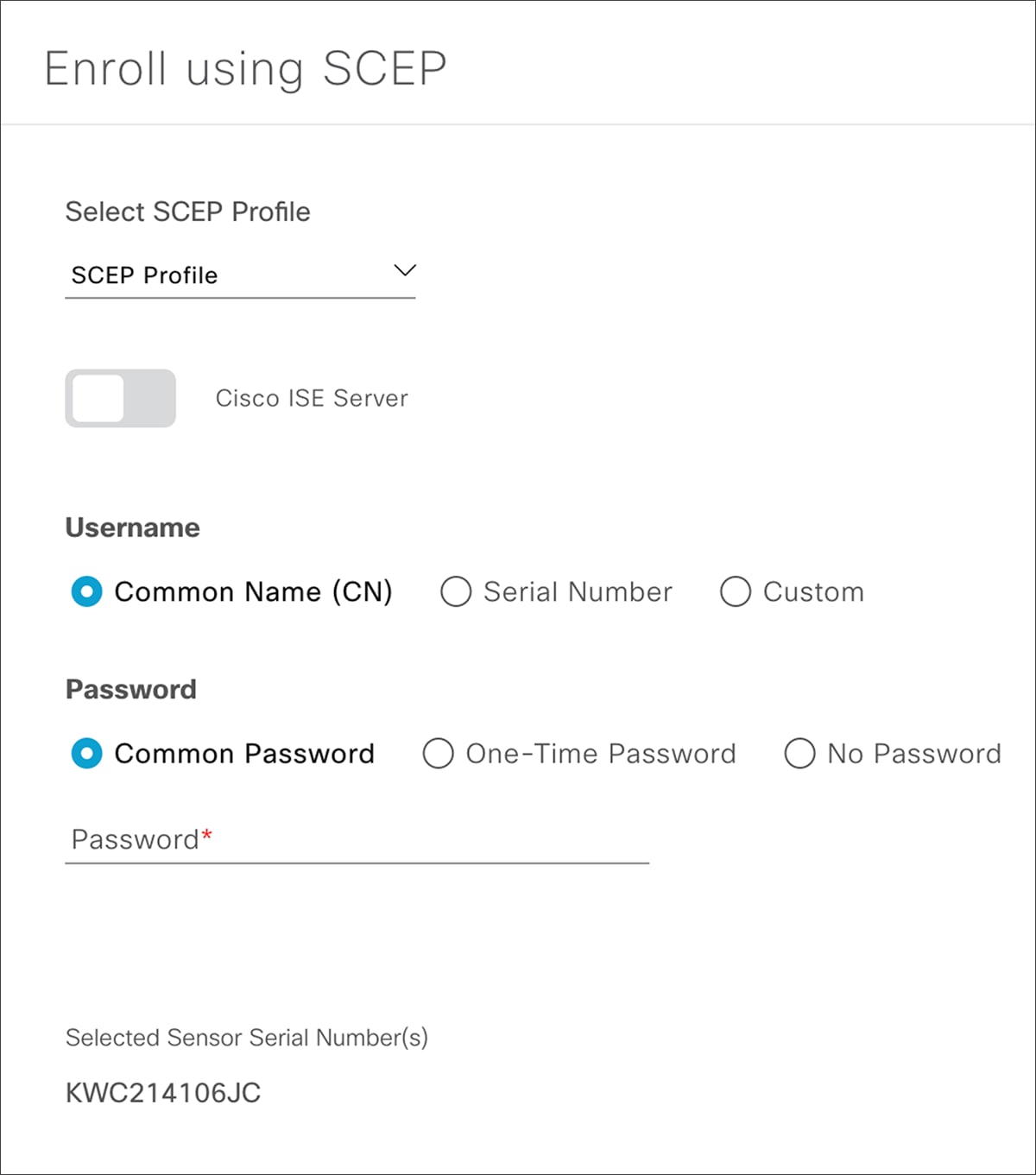 Enroll using SCEP page