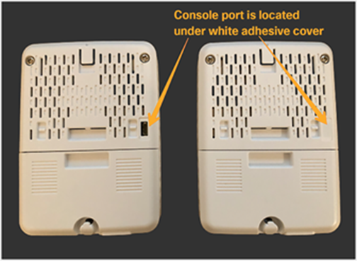 Location of console port in back of sensor
