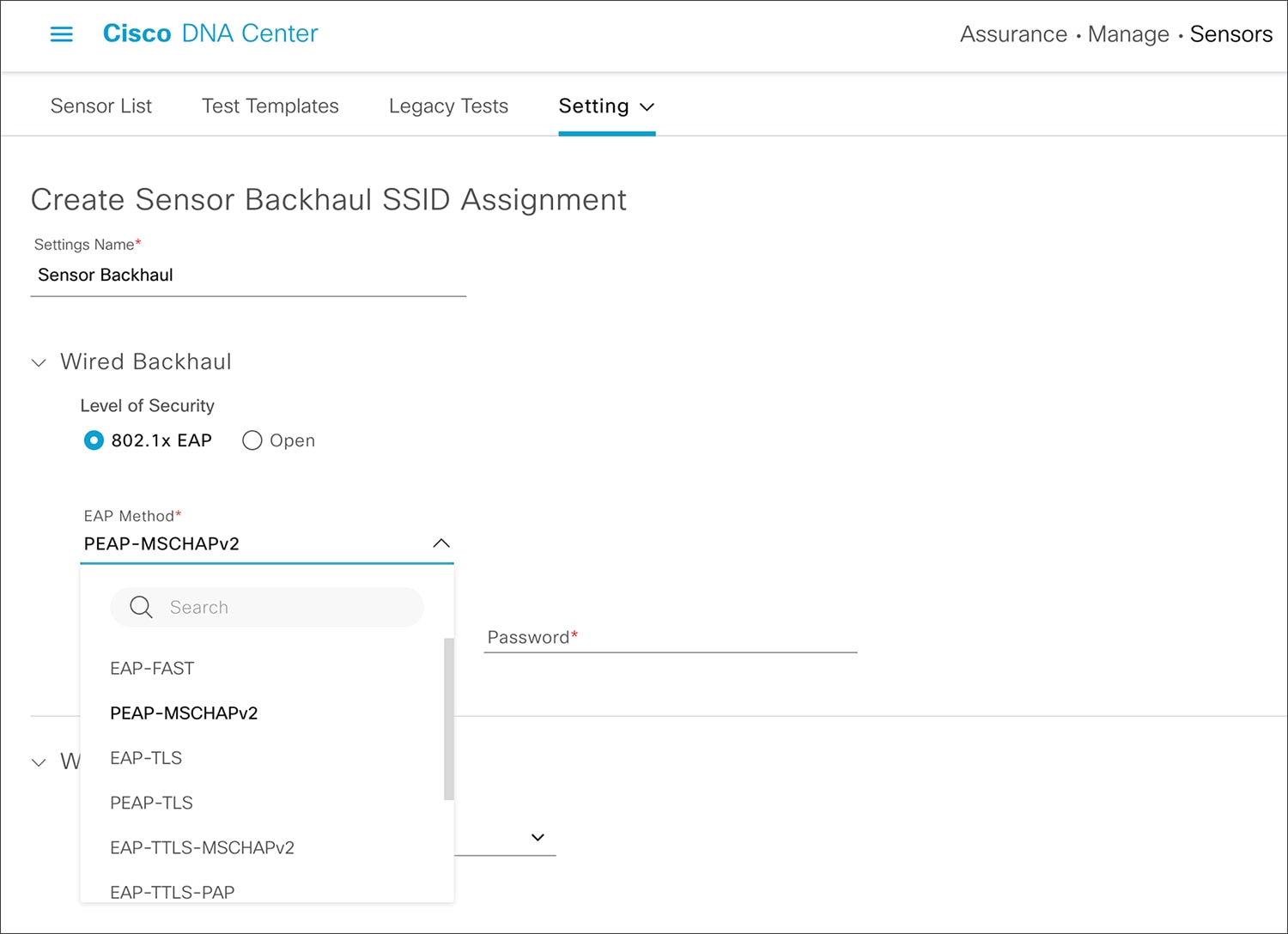 Configuring a wired backhaul profile