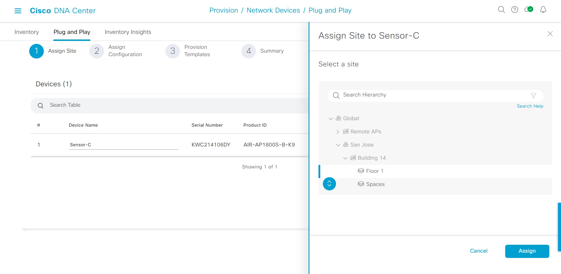 Selecting a location to claim the sensor