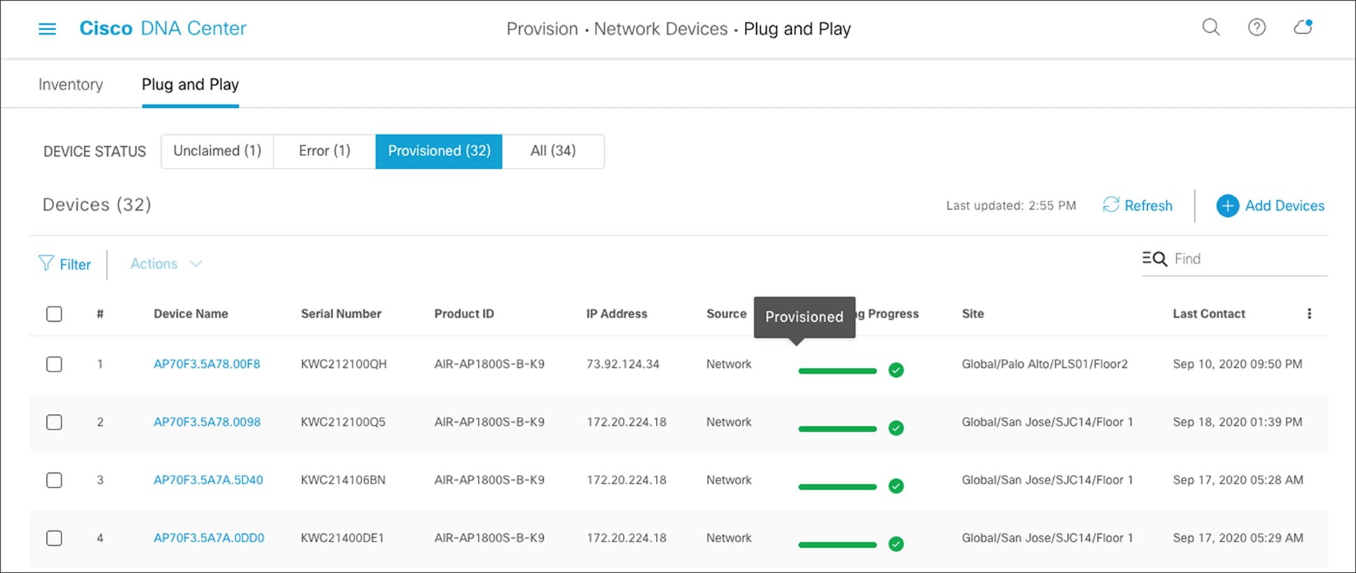 Sensor provisioning – sensors in Provisioned state after claiming