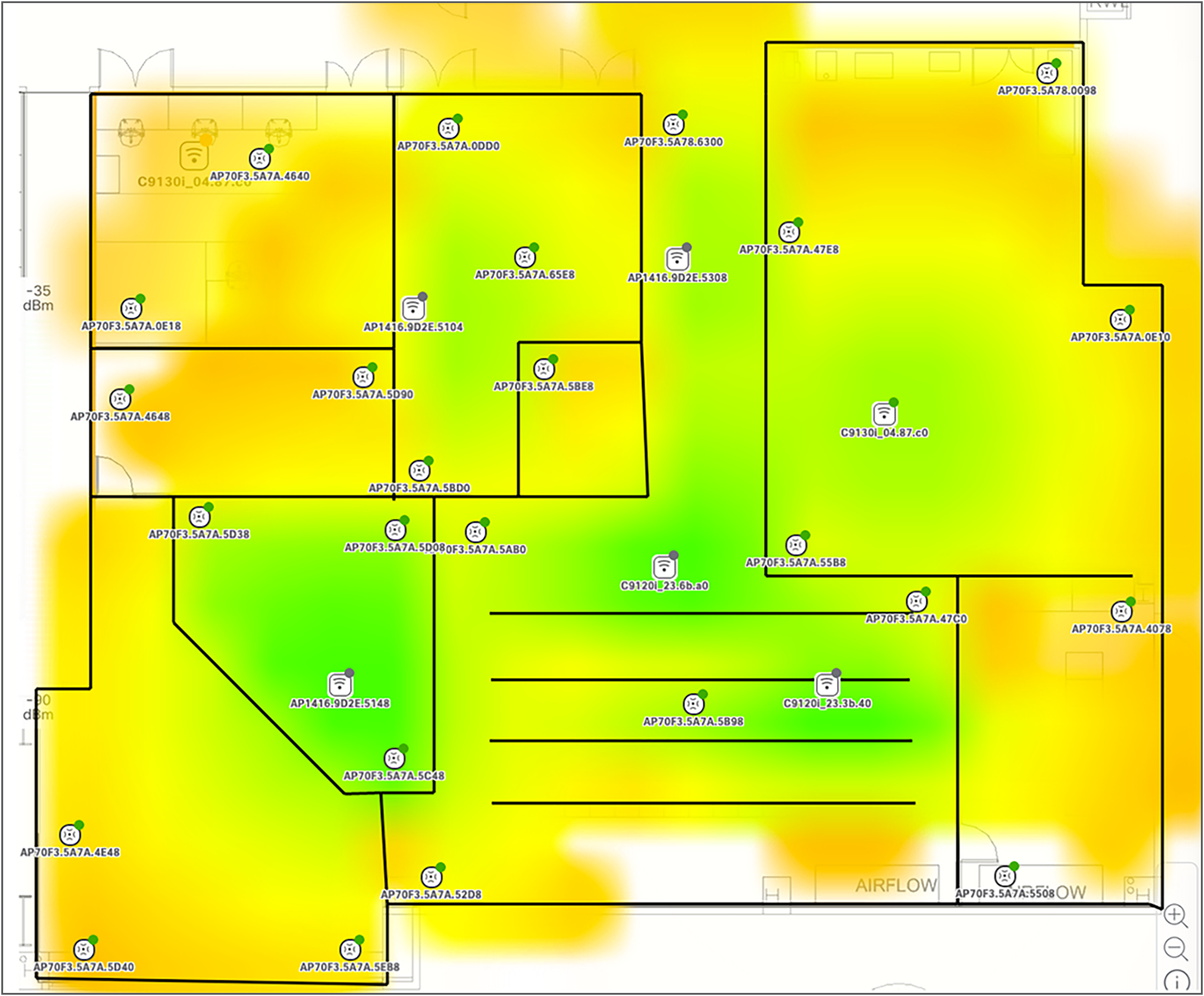 Sensor and AP floor map deployment