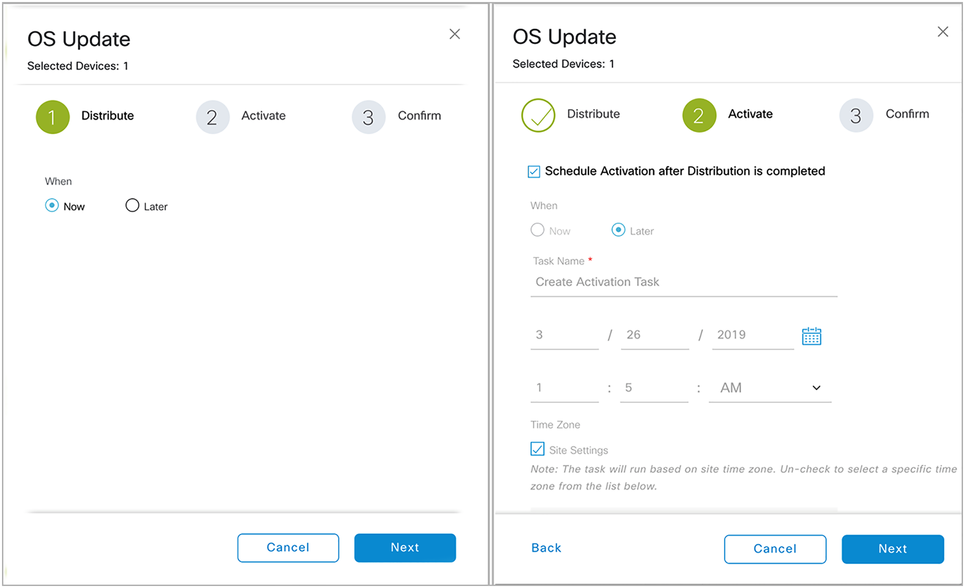 Scheduling an image upgrade