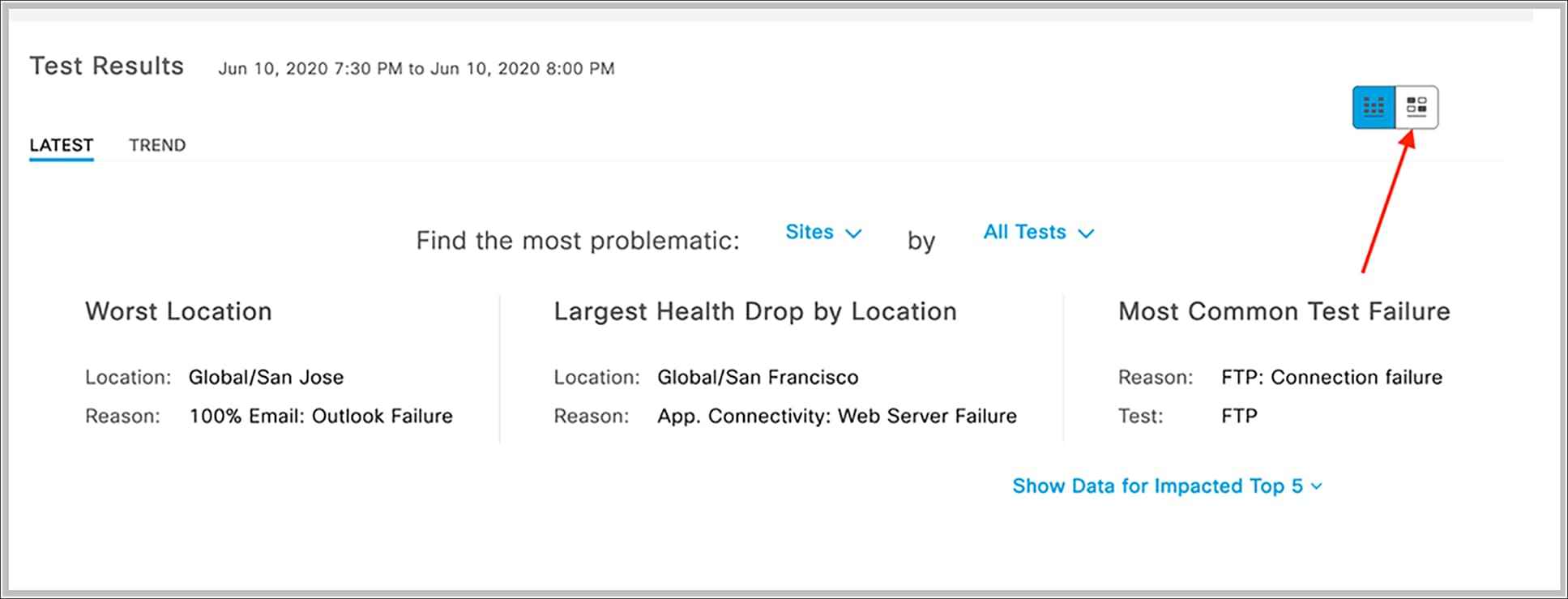 Test Results Insights View button