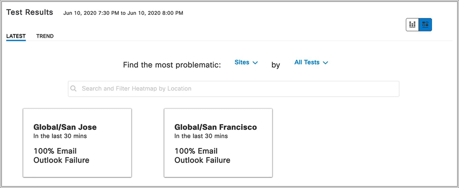Test Results insights view