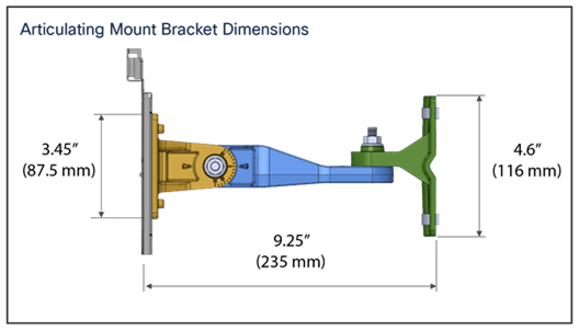 Dimensions for CW-MNT-ART2-00 Articulating mount (connects to AIR-AP-BRACKET-2)