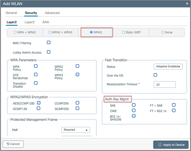 Configuring security parameters