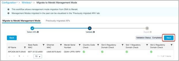 Conversion to Meraki management mode – Validation