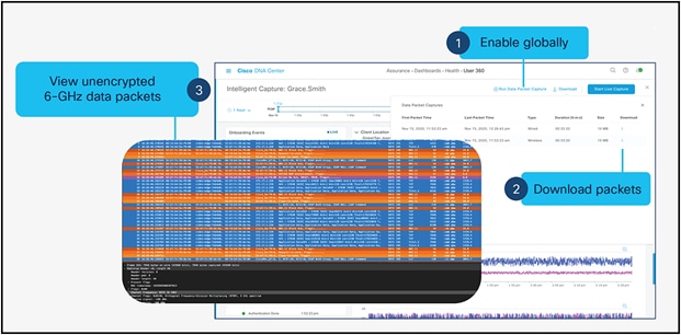 Data packet capture: Capture unencrypted data packets.