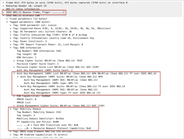 Packet capture – FT/802.11r beacon