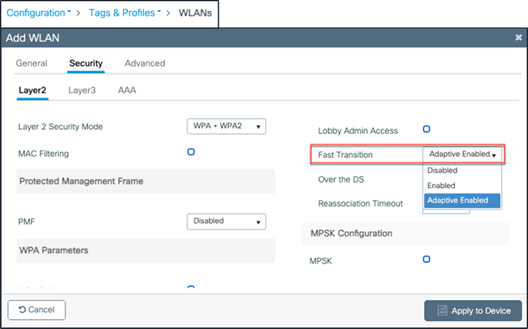 WLAN configuration with FT