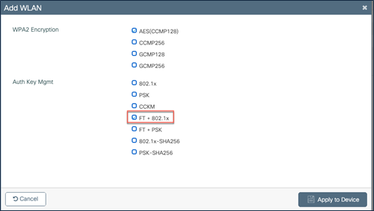 WLAN configuration – FT AKM