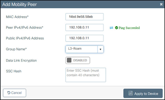 Catalyst 9800 Series mobility peer configuration