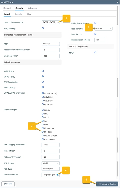 WLAN security configuration