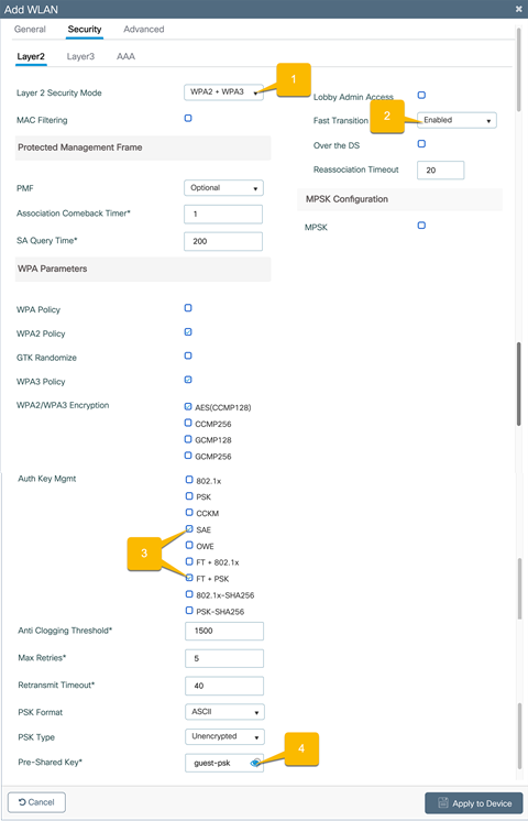 WLAN security configuration