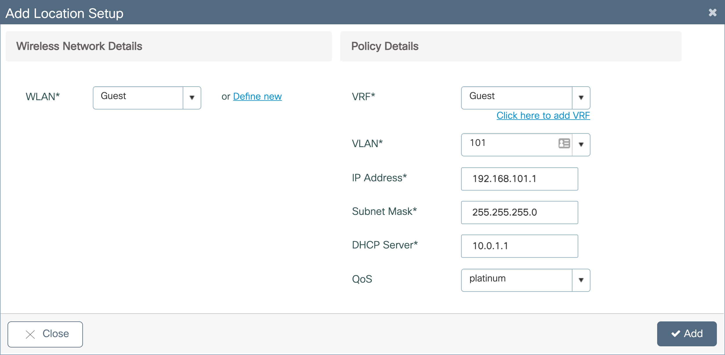 Guest wireless policy details