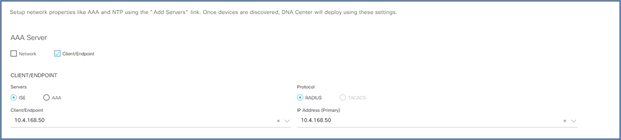 Under AAA Server select the Client/Endpoint check box
