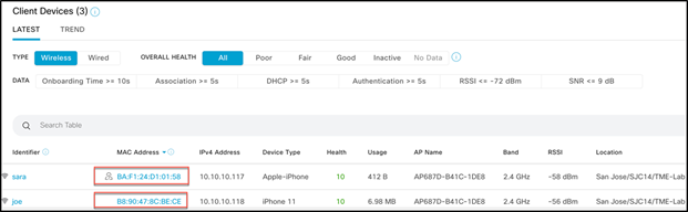 For devices using random MAC addresses