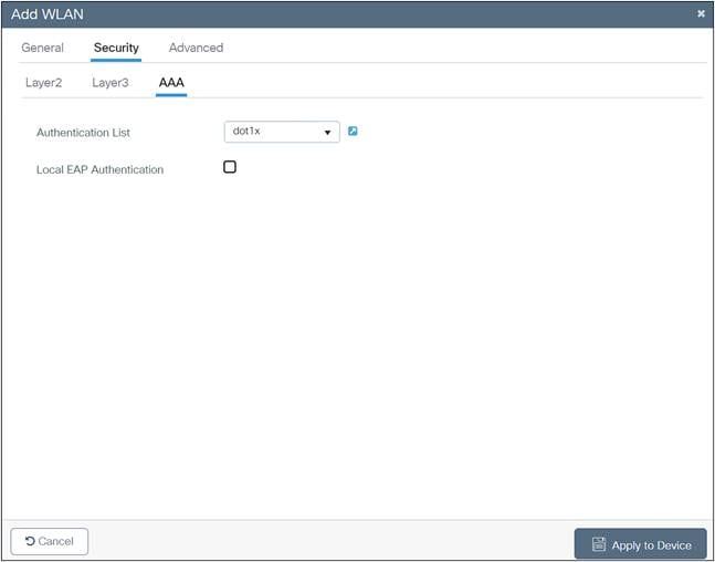 WLAN AAA settings