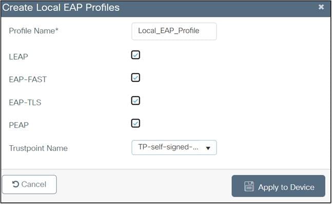 Local EAP profile