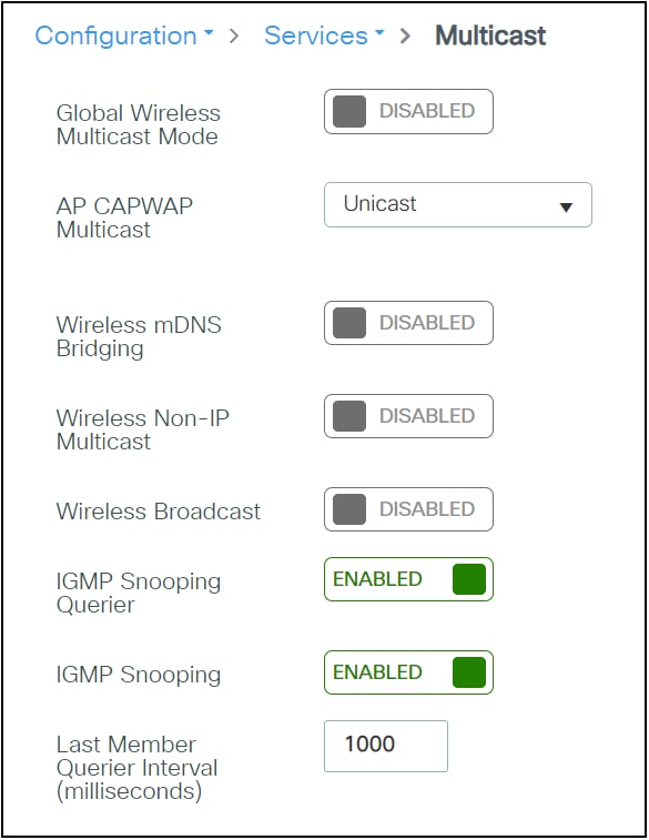 WLC multicast configuration