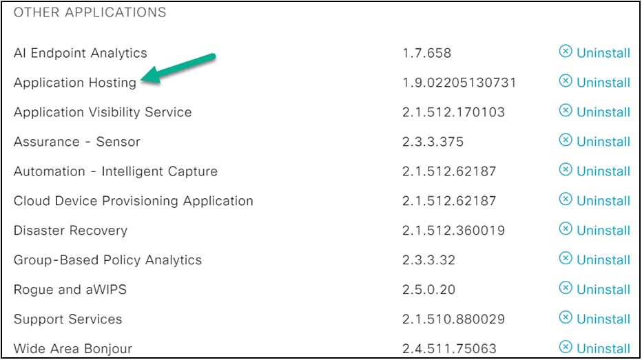 Cisco DNA Center installed software