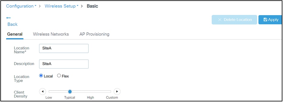 Basic setup wizard – location configuration