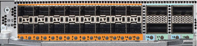 16 port SFP56 and 4 port QSFP56 DD that can be used as 2x400G or 4x100G/200G