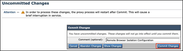 Click the Commit Changes button
