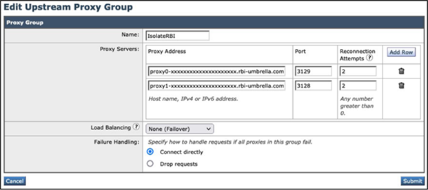 Edit upstream proxy Group