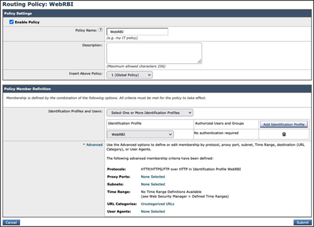 Routing Policies