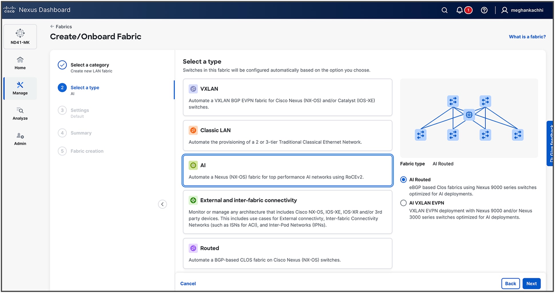 Cisco Nexus Dashboard for AI network automation