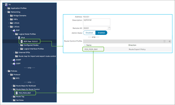 Route Profile on BGP Peer Connectivity in the GUI (APIC Release 6.0)