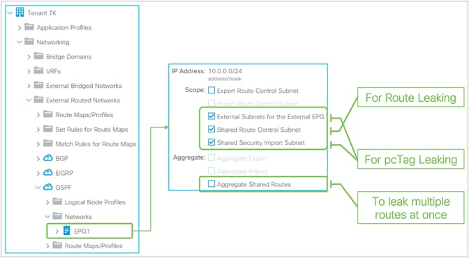 L3Out subnet shared service scope in the GUI (APIC Release 3.2)