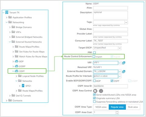 Route Control Enforcement in GUI (APIC Release 3.2)