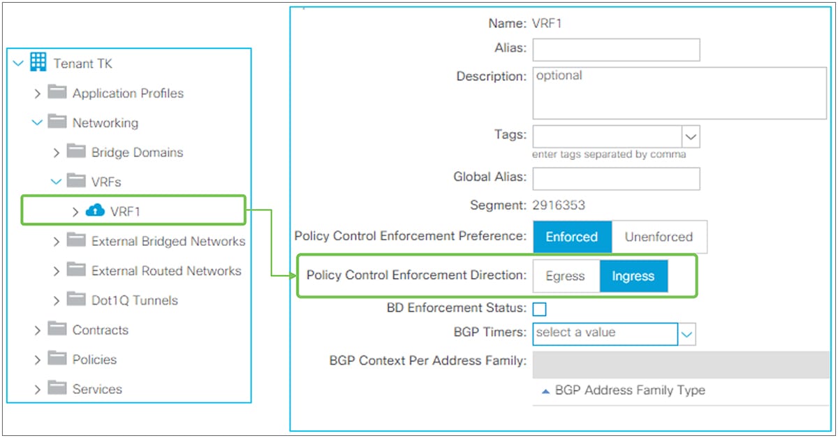 Policy Control Enforcement Direction in GUI (APIC Release 3.2)