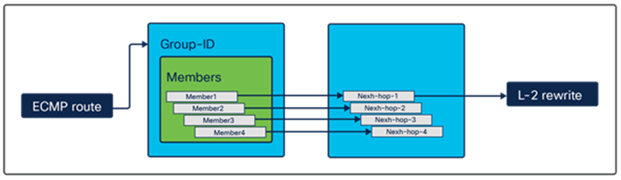 How Layer-2 rewrite information is derived for an ECMP route