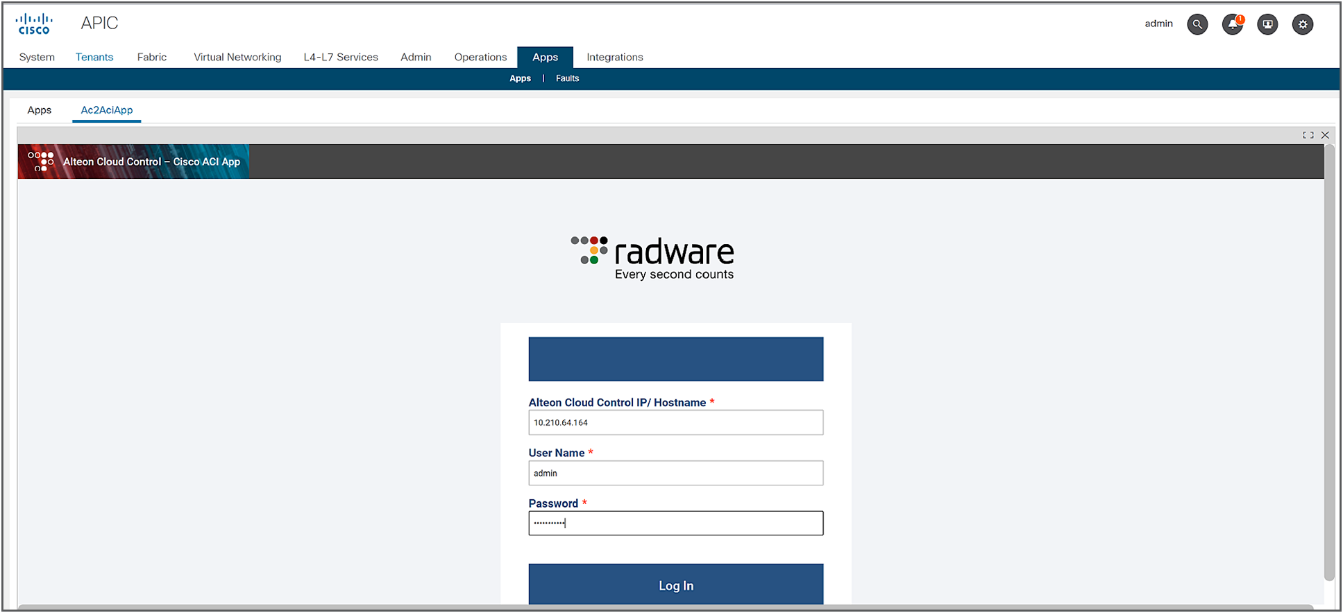 Alteon Cloud Control instance managing the environment