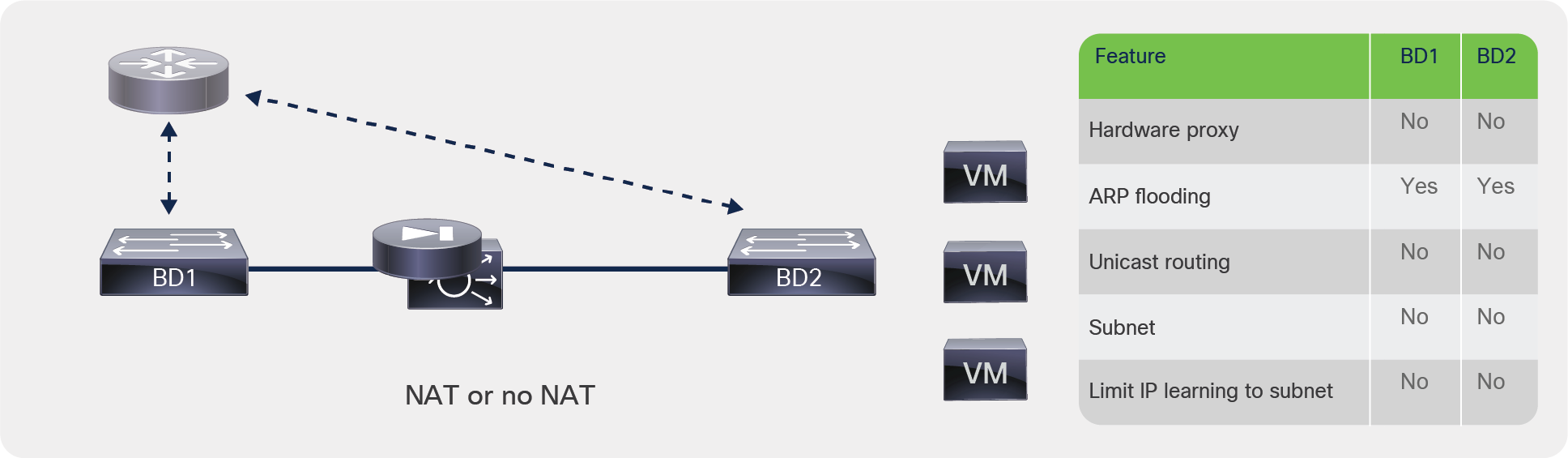 Design using bridge domains without routing